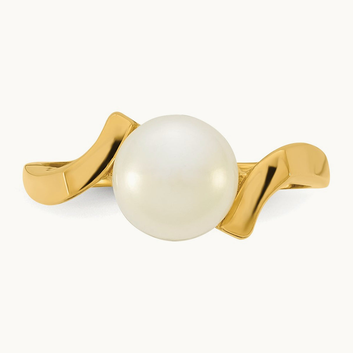 Polished 7- Button White FWC Pearl Square Ring, 8mm, 14K