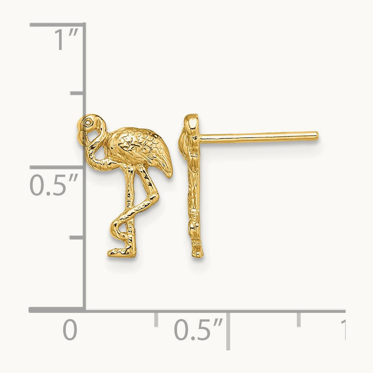 Flamingo Post Earrings, 14K