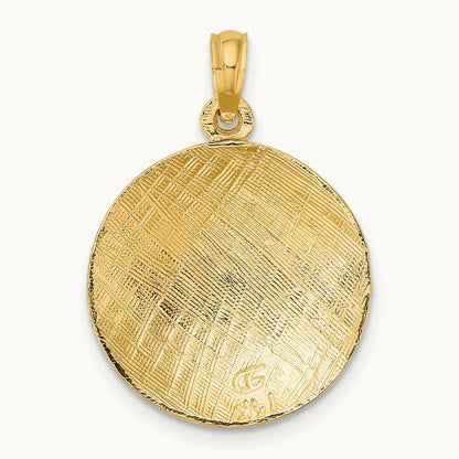 2-D Polished Volleyball Charm, 14K