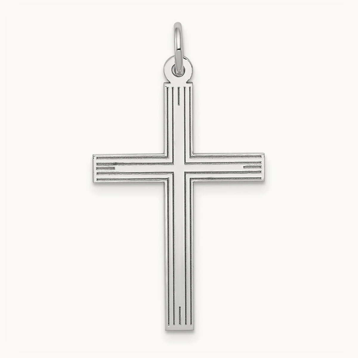 Laser Designed Cross Pendant, 14K White Gold