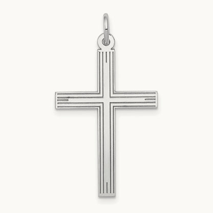 Laser Designed Cross Pendant, 14K White Gold