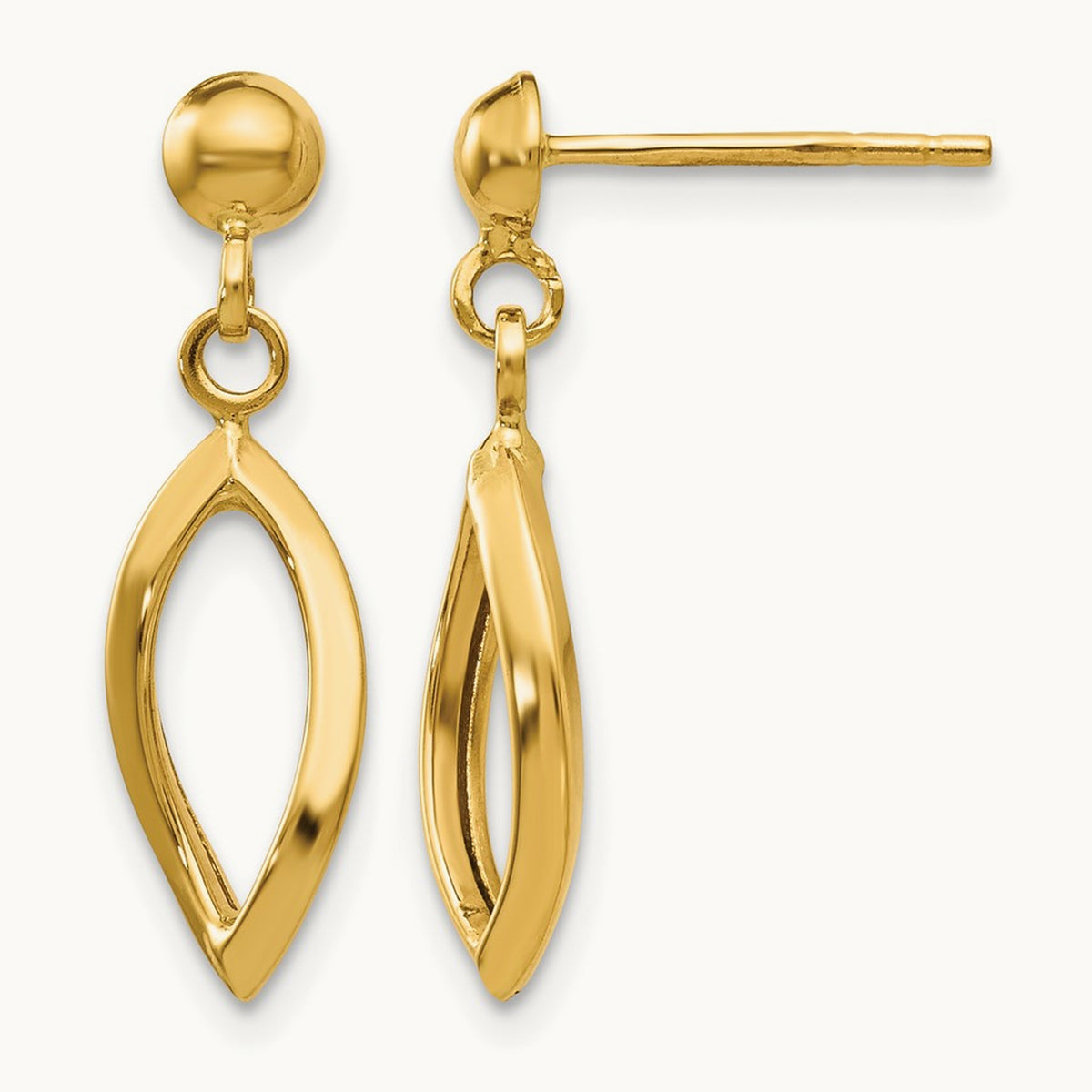 Post Dangle Earrings — 14K Yellow Gold