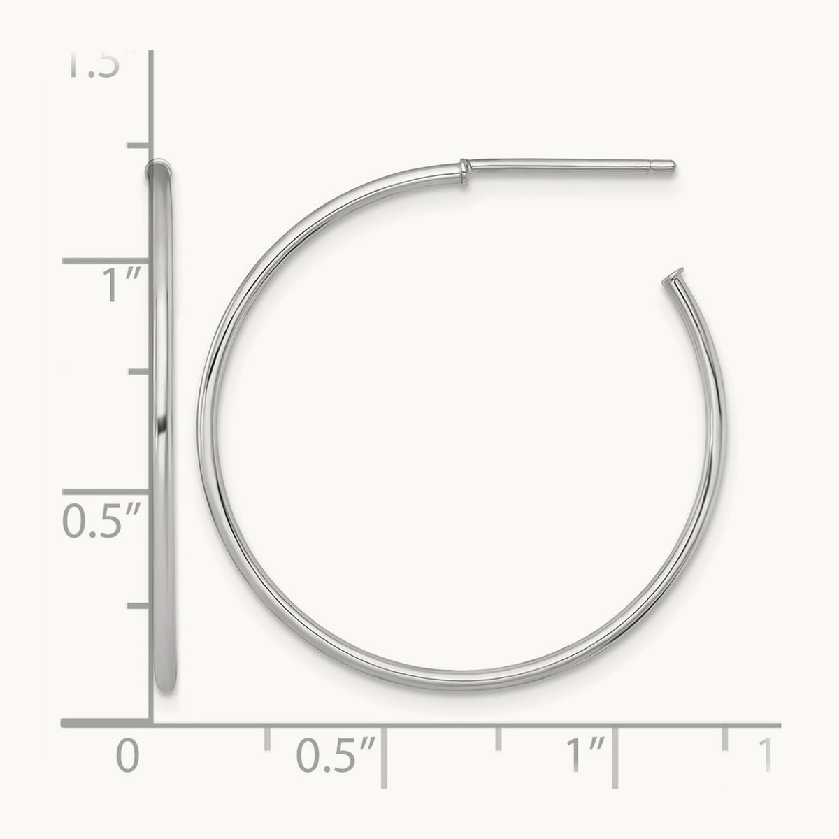 1.2 x Polished Post Hoop Earrings — 14K White Gold