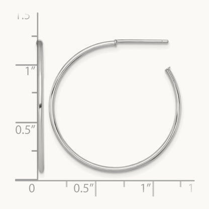 1.2 x Polished Post Hoop Earrings — 14K White Gold