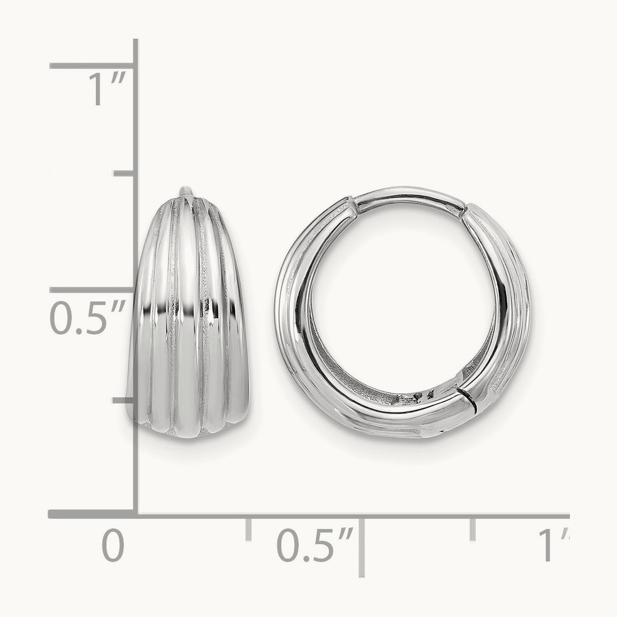 Polished/Grooved Round Huggie Hoop Earrings — Leslie's in 14K White Gold