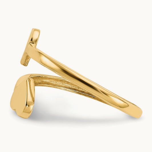 Double Heart Toe Ring, 14K
