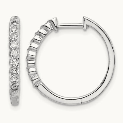 Polished Diamond Hinged Hoop Earrings, 14K White Gold