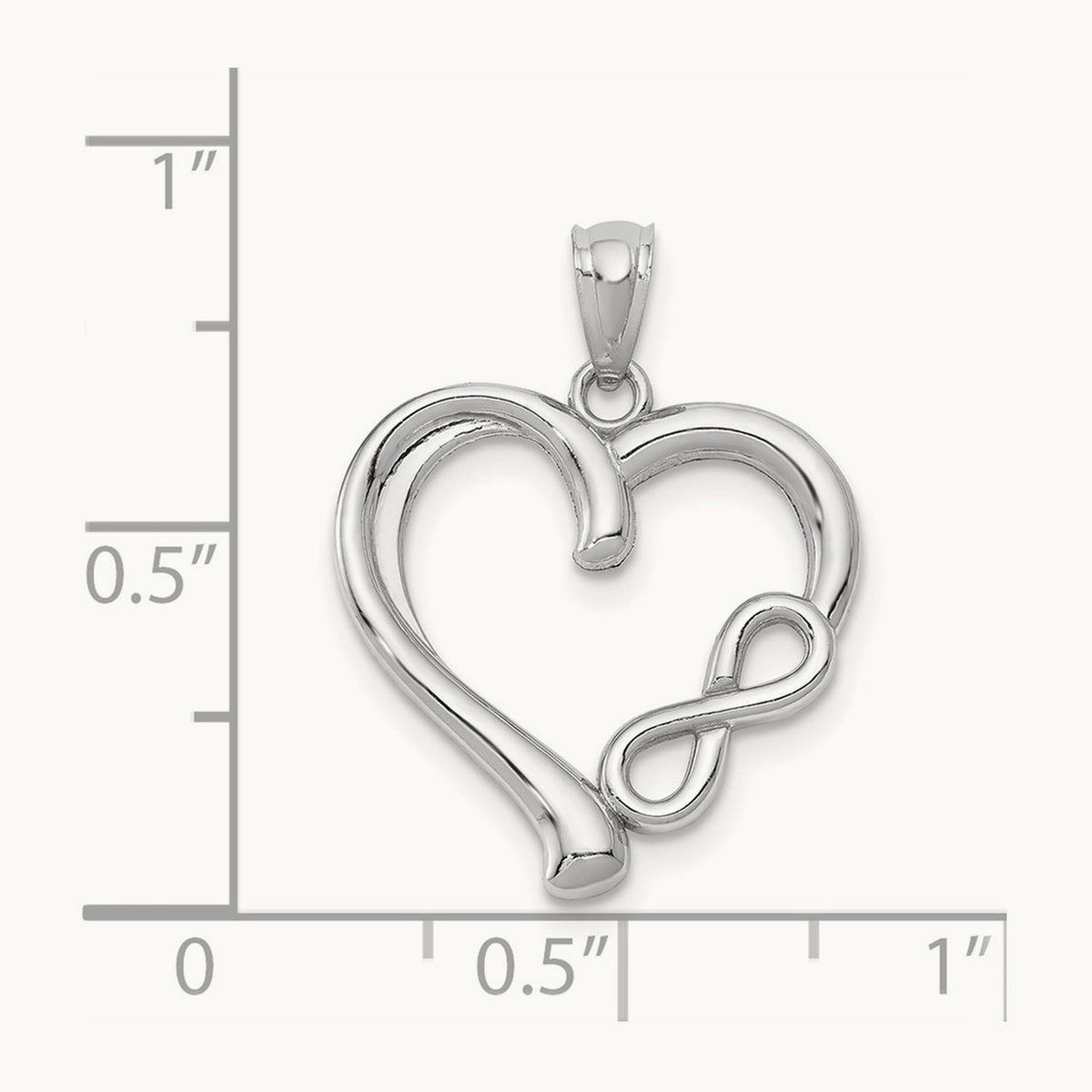 Polished Small Infinity Heart Pendant, 14K White Gold