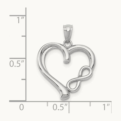 Polished Small Infinity Heart Pendant, 14K White Gold