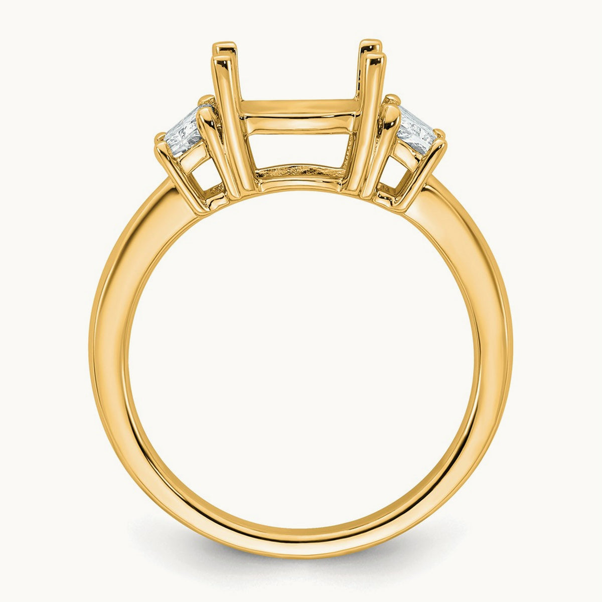 1/2 Moon Cushion Semi-Mount Engagement Ring, 0.50-0.75 ct tw Lab-Grown Diamond — 3/4 ct, 14K Yellow Gold