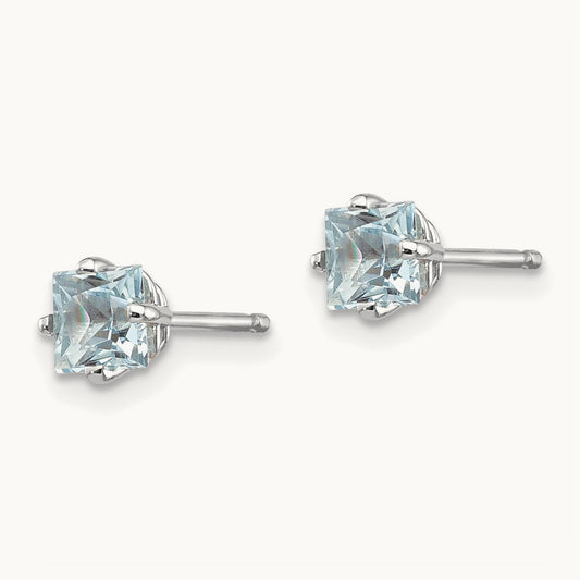 Aquamarine Earrings, 14K White Gold