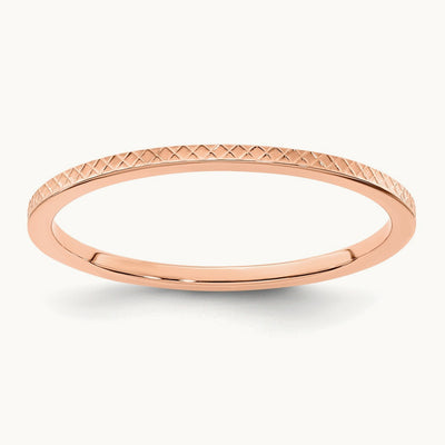 Criss-Cross Pattern Stackable Band — 14K Rose Gold