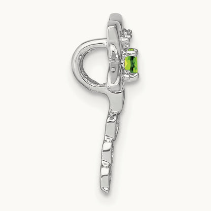 Peridot and Diamond Dragonfly Chain Slide, 14K White Gold