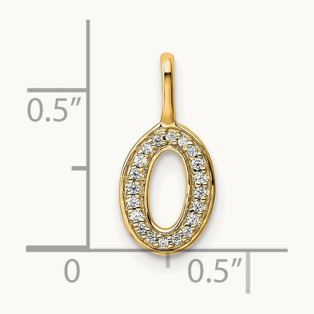 Diamond Letter O Initial Pendant, 14K Gold