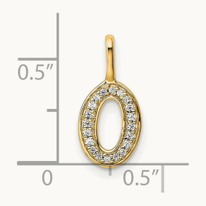Diamond Letter O Initial Pendant, 14K Gold