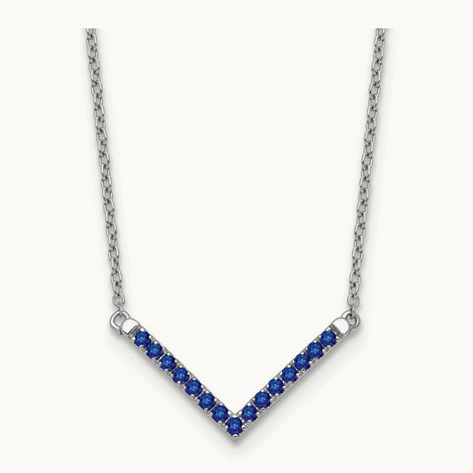 Sapphire 18in. V-Necklace, 14K White Gold