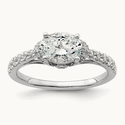 East-West Oval Semi-Mount Engagement Ring, 0.25 ct tw Lab-Grown Diamond