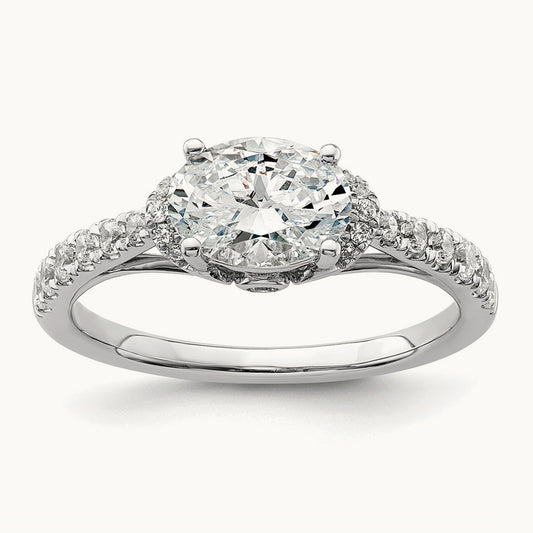 East-West Oval Semi-Mount Engagement Ring, 0.25 ct tw Lab-Grown Diamond
