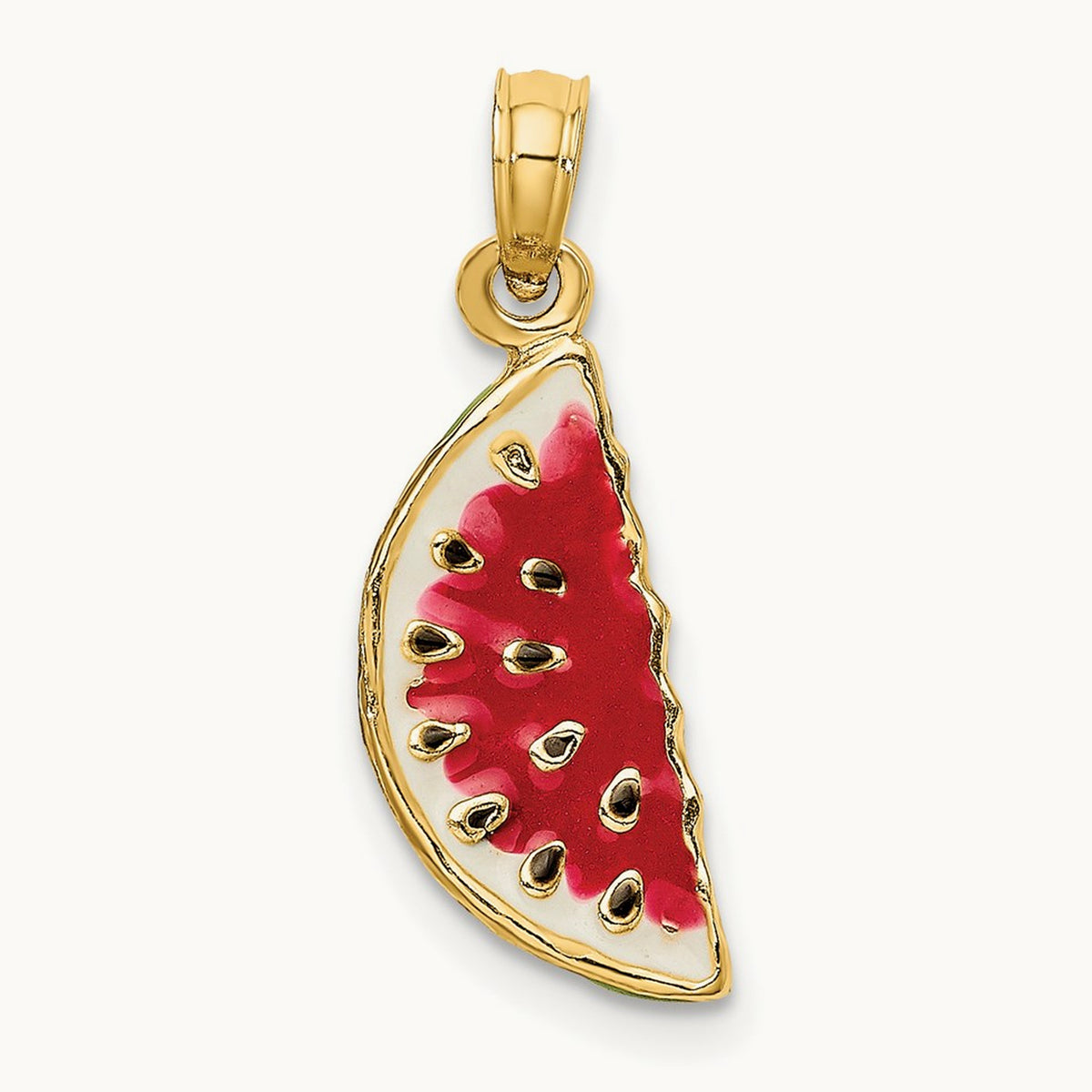 w/ Enamel 3-D Watermelon Charm, 14K
