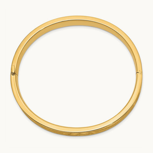 5/16 Oversize Diamond-cut Concave Hinged Bangle Bracelet, 14K