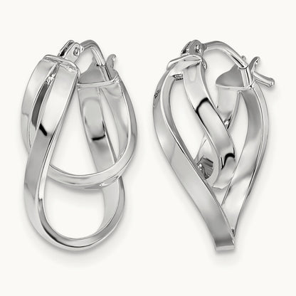 w/Wht RH-plating Polished Hinged Hoop Earrings, 14K — Leslie's