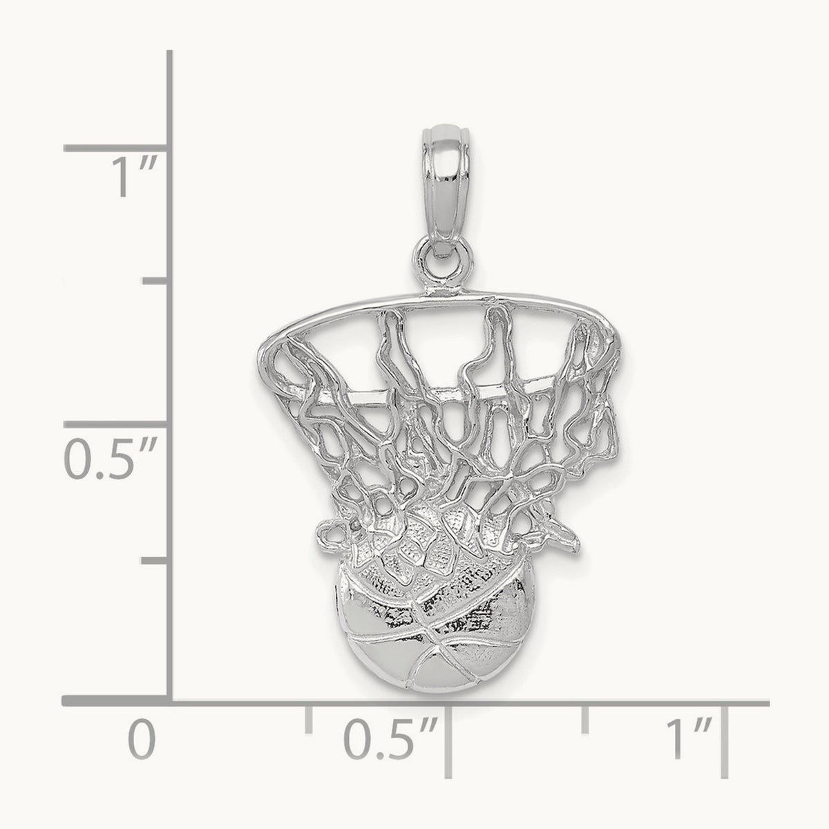 Swoosh Basketball and Net Pendant — 14K White Gold