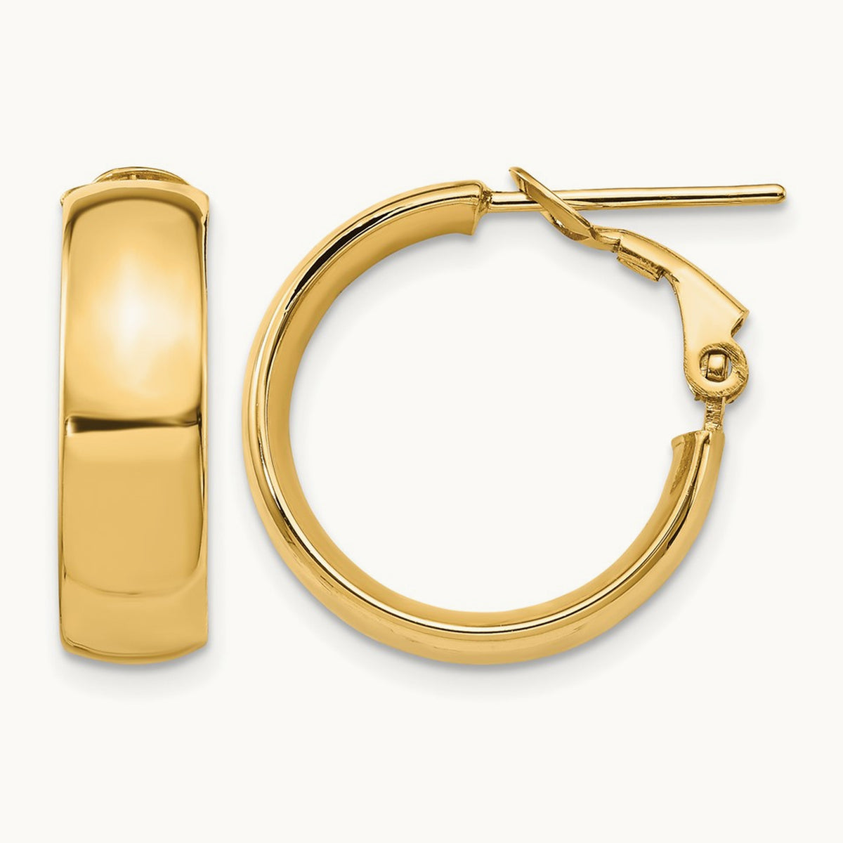 High Polished Omega Back Hoop Earrings, 14K — Leslie's