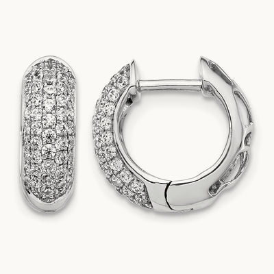 Diamond Hinged Hoop Earrings, 14K White Gold