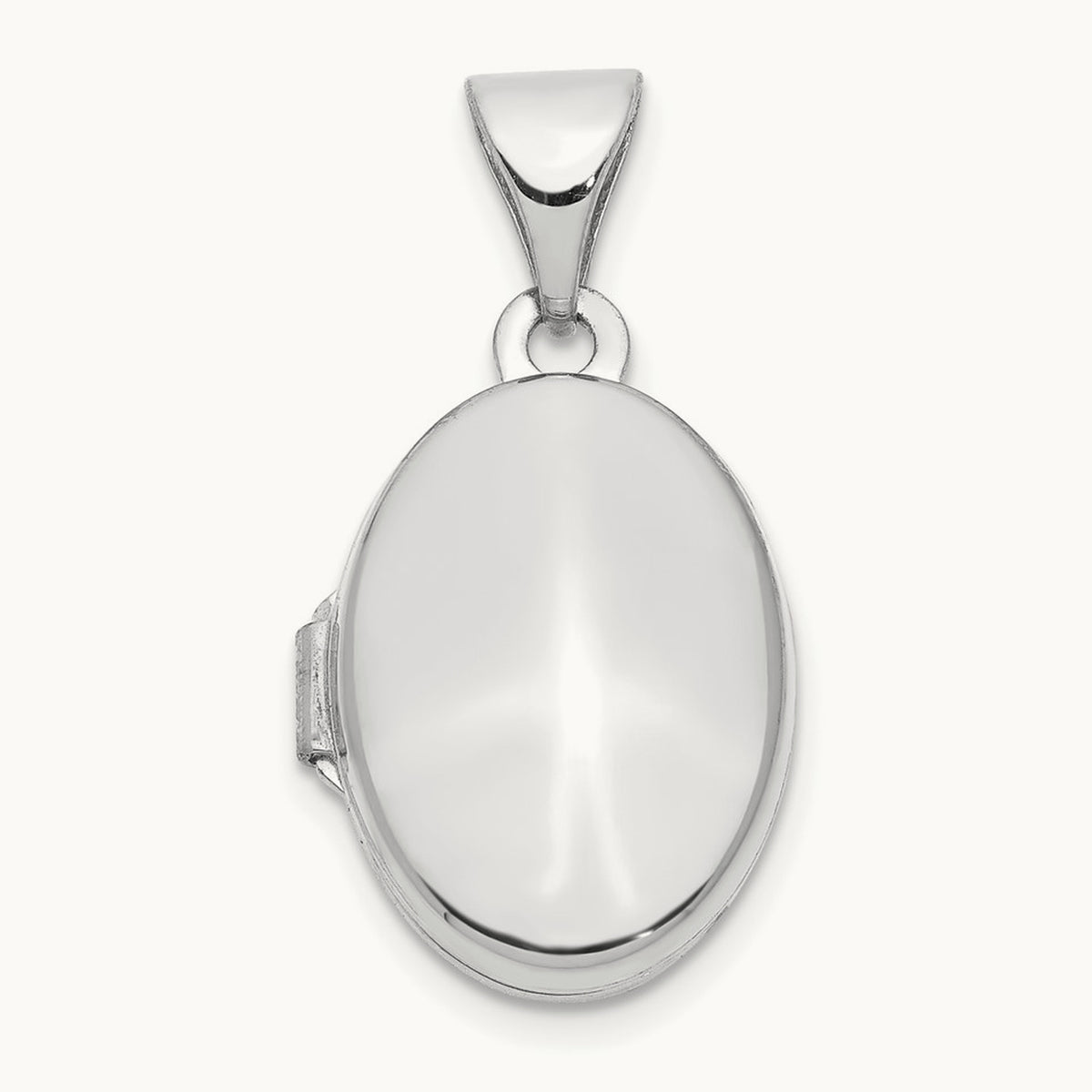 Oval Plain Assembled Locket, 13mm, 14K White Gold