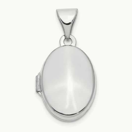 Oval Plain Assembled Locket, 13mm, 14K White Gold