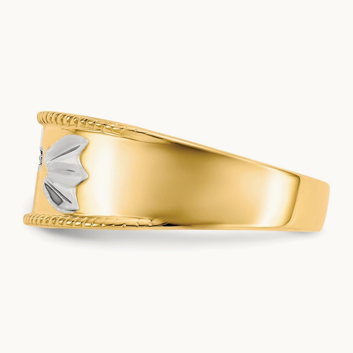 Men's .01ct. Diamond Trio Cross Wedding Band, 14K with Rhodium