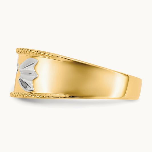 Men's .01ct. Diamond Trio Cross Wedding Band, 14K with Rhodium