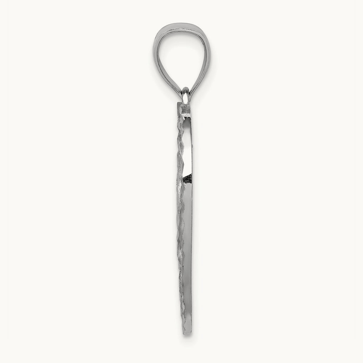 Diamond-cut Heart Pendant — 14K White Gold