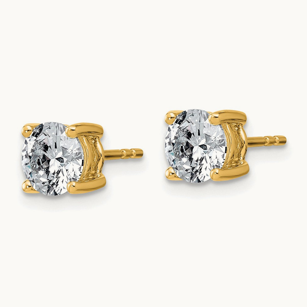 Round Lightweight Earrings, 0.25-6.00 ct tw Lab-Grown Diamond — 2 ct, 14K Yellow Gold