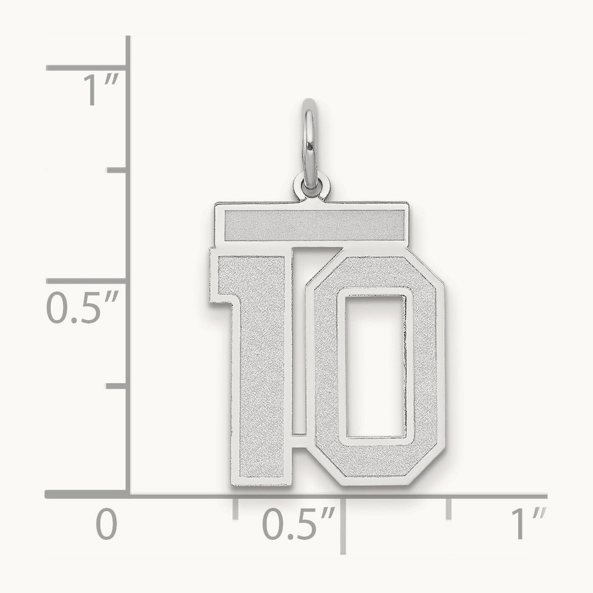 Medium Satin Number 10 Charm — 14K White Gold