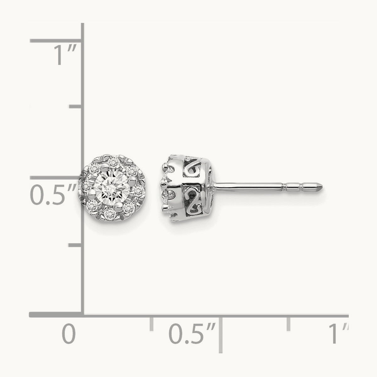 Diamond Semi-mount Stud Earrings, 14K White Gold