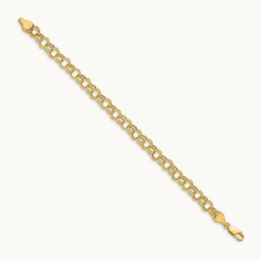 Hollow Double Link Charm Bracelet, 14K