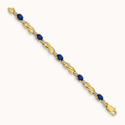 Diamond and Oval Sapphire Bracelet, 14K