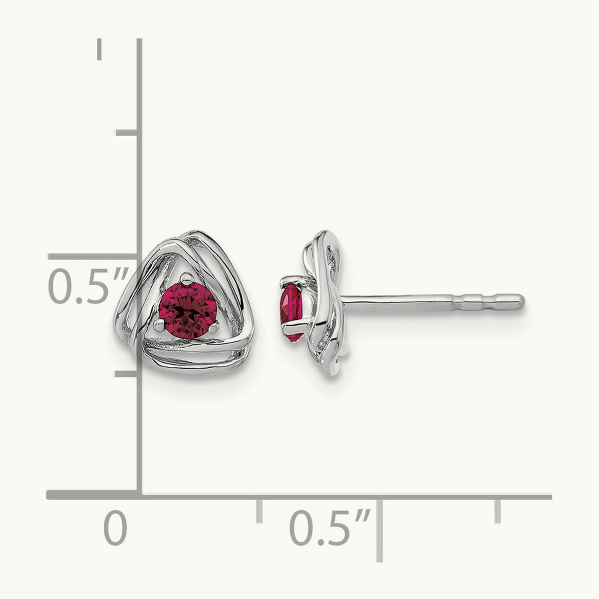 Created Ruby Post Earrings — 14K White Gold