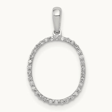 Diamond Letter O Initial Pendant, 14K White Gold