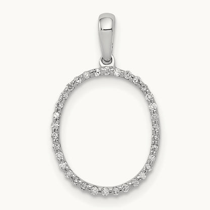 Diamond Letter O Initial Pendant, 14K White Gold