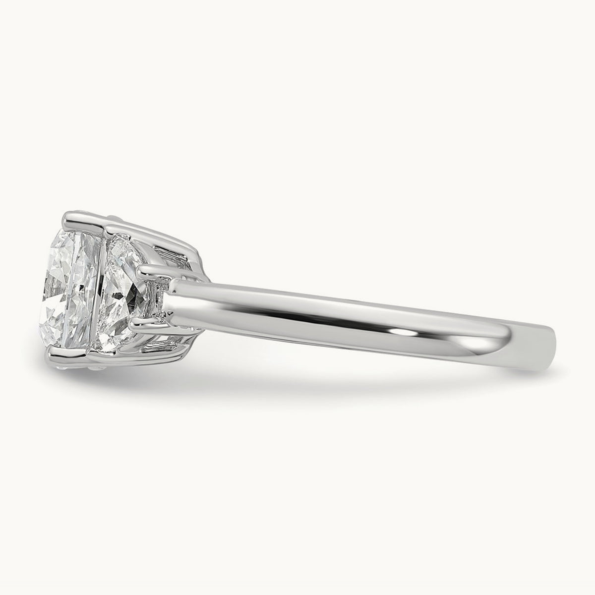 Half Moon & Cushion Semi-Mount Engagement Ring, 0.25-1.00 ct tw Lab-Grown Diamond — 5/8 ct, 14K White Gold