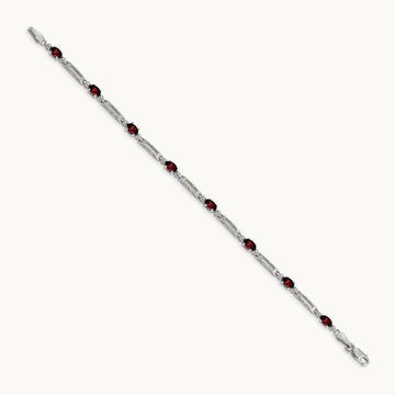 Diamond and Garnet Bracelet, 14K White Gold