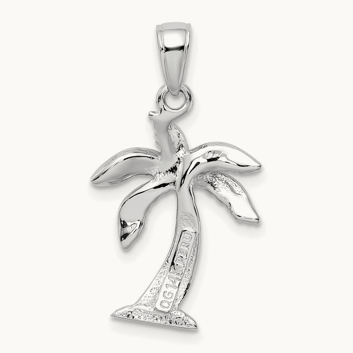 Palm Tree Pendant — 14K White Gold