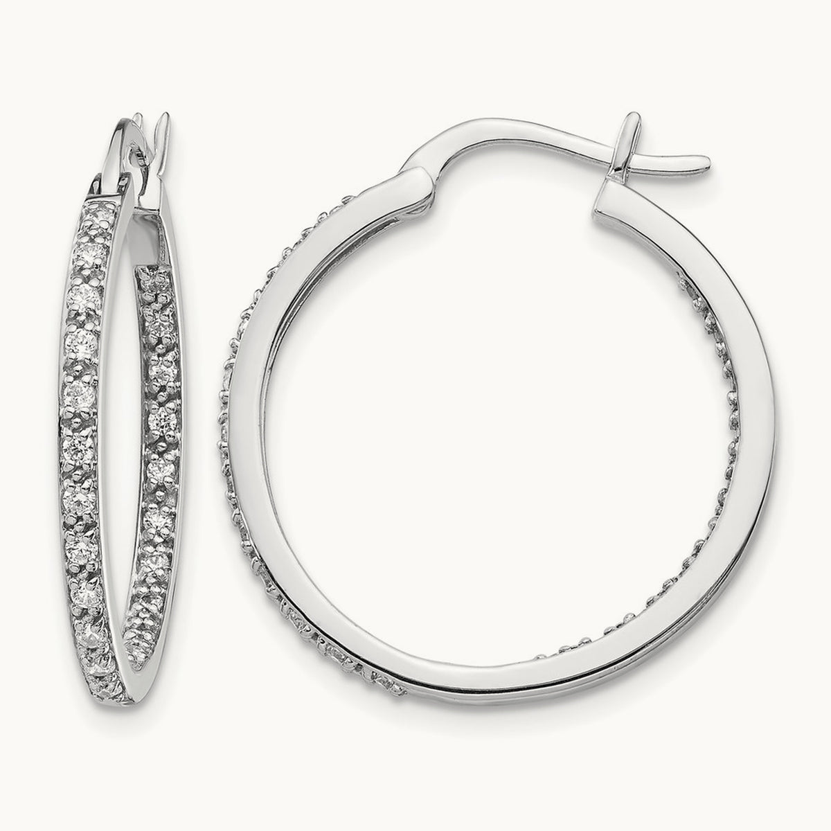 In/Out Hoop Earrings, 0.50-0.75 ct tw Lab-Grown Diamond — 1/2 ct, 14K White Gold