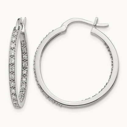 In/Out Hoop Earrings, 0.50-0.75 ct tw Lab-Grown Diamond — 1/2 ct, 14K White Gold