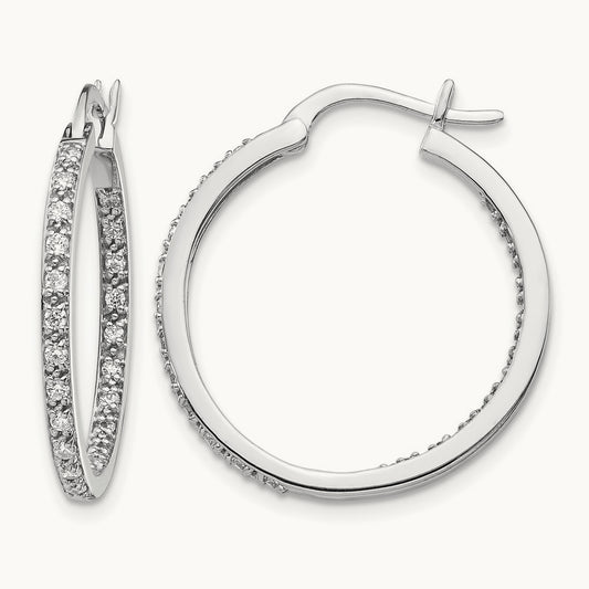 In/Out Hoop Earrings, 0.50-0.75 ct tw Lab-Grown Diamond — 1/2 ct, 14K White Gold