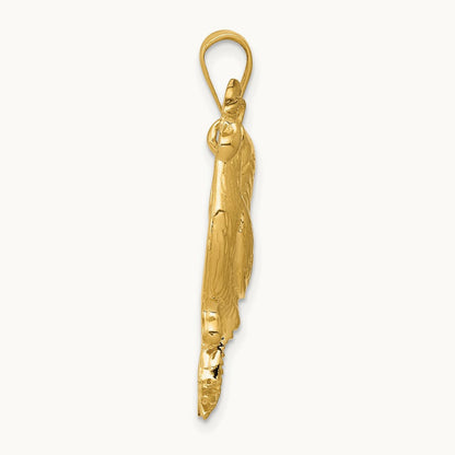 Solid Polished Open-Backed Rooster Pendant, 14K