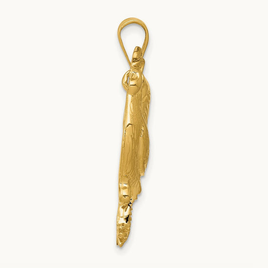 Solid Polished Open-Backed Rooster Pendant, 14K