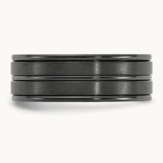 IP-plated Brushed and Polished Band, 8mm, Titanium Black